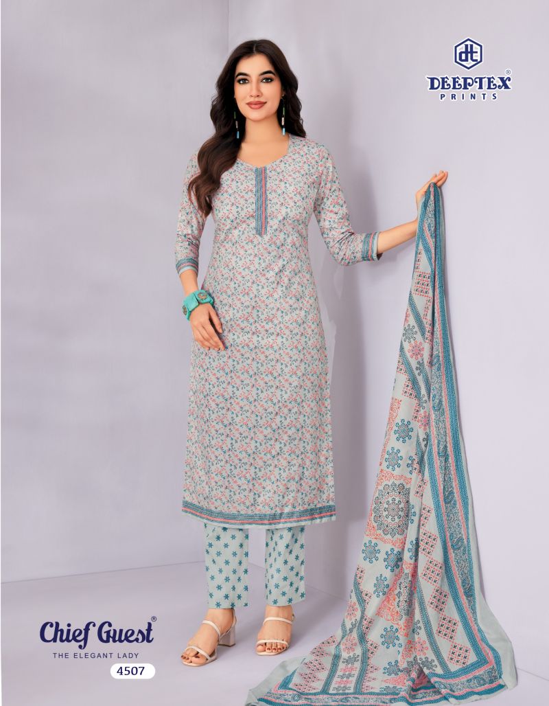 Deeptex Chief Guest Vol 45 Cotton Printed Dress Material — Wholesale Salwar Suits, Vardan Ethnic wholesale from Surat — view 12