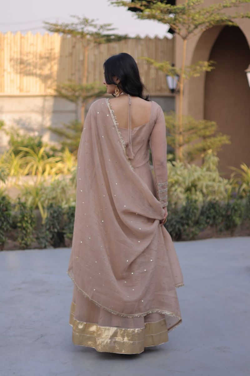 Ka 126Silver 1 Crunchy Mirror Lace Worked Gown With Dupatta Set — Wholesale Kurtis, Vardan Ethnic wholesale from Surat — view 2