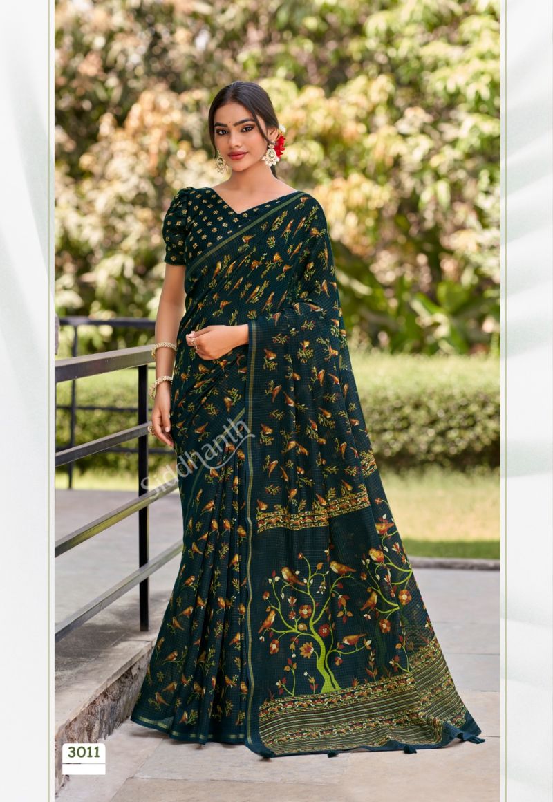 Siddhanth Varanasi Cotton Soft Cotton Silk Printed Saree Catalog — Organza Saree, Vardan Ethnic wholesale from Surat — view 3