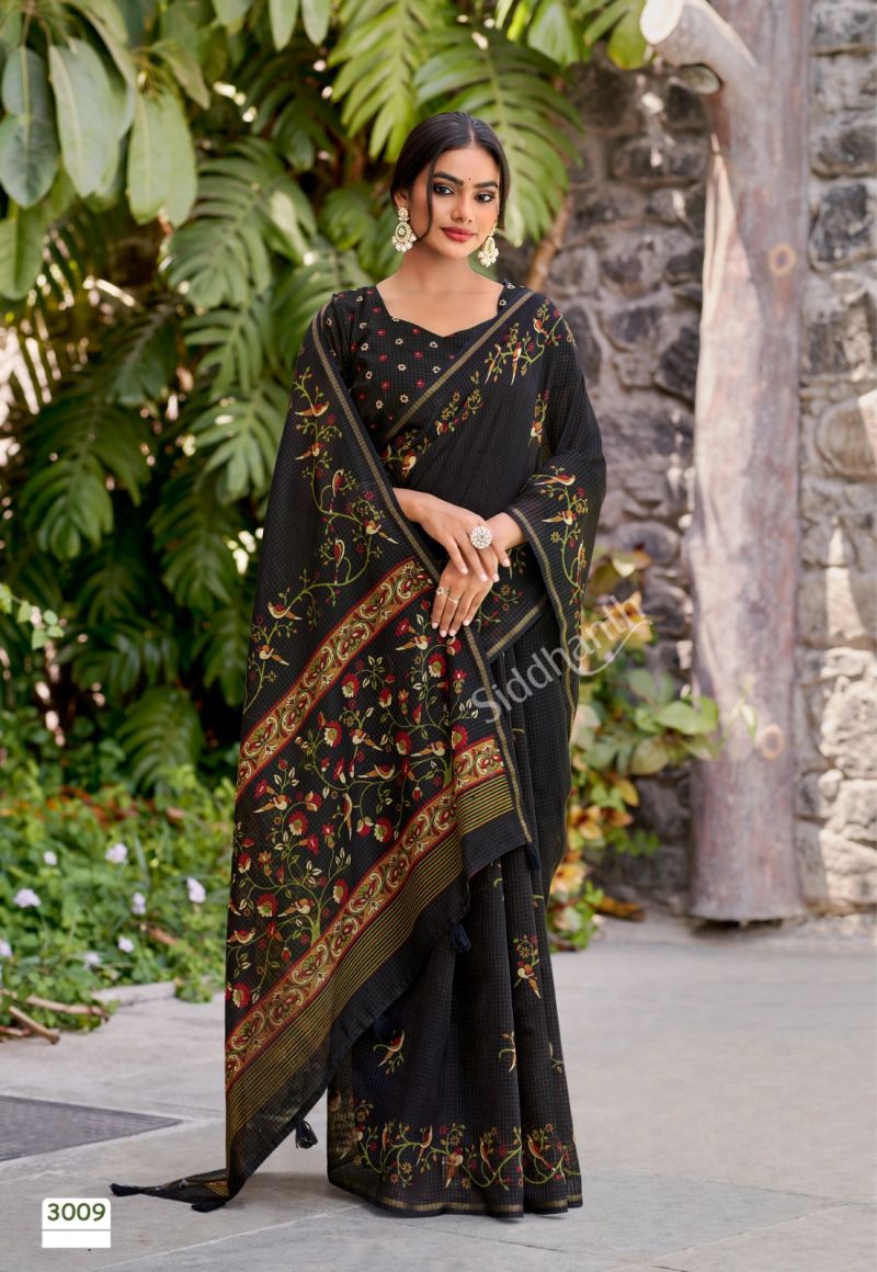 Siddhanth Varanasi Cotton Soft Cotton Silk Printed Saree Catalog — Organza Saree, Vardan Ethnic wholesale from Surat — view 4
