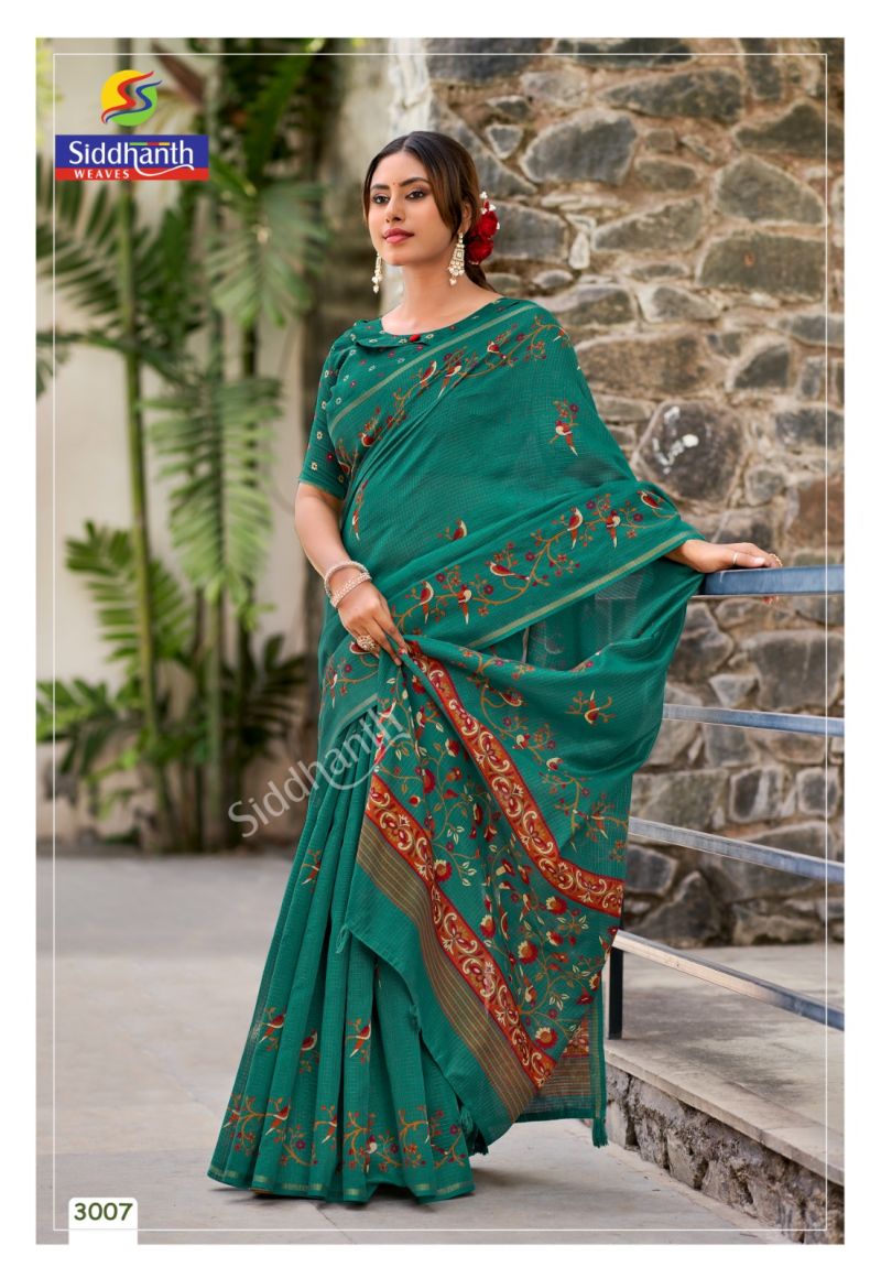 Siddhanth Varanasi Cotton Soft Cotton Silk Printed Saree Catalog — Organza Saree, Vardan Ethnic wholesale from Surat — view 5