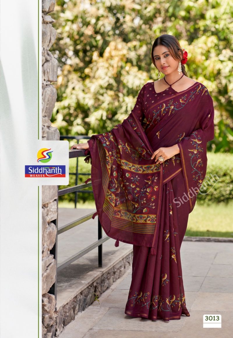 Siddhanth Varanasi Cotton Soft Cotton Silk Printed Saree Catalog — Organza Saree, Vardan Ethnic wholesale from Surat — view 7