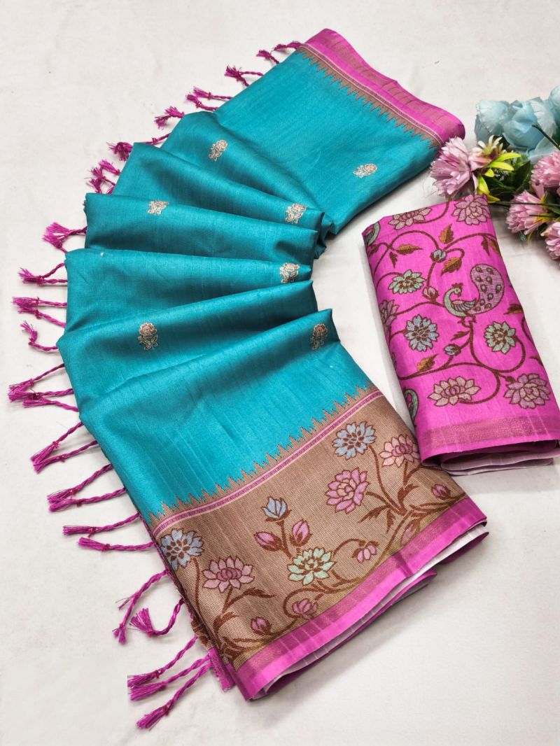 Churnika Print 1 Tusser Silk Festival Saree Catalog — Organza Saree, Vardan Ethnic wholesale from Surat — view 3