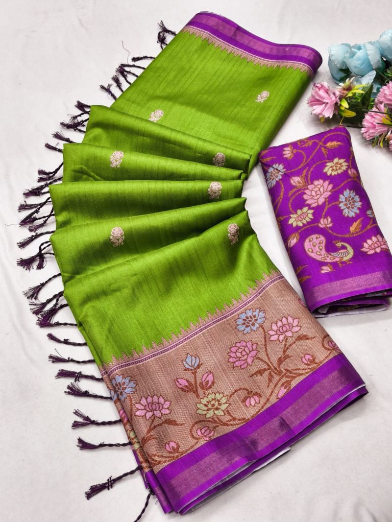 Churnika Print 1 Tusser Silk Festival Saree Catalog — Organza Saree, Vardan Ethnic wholesale from Surat — view 5