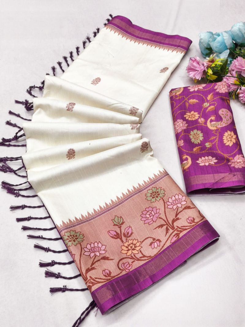 Churnika Print 1 Tusser Silk Festival Saree Catalog — Organza Saree, Vardan Ethnic wholesale from Surat — view 6