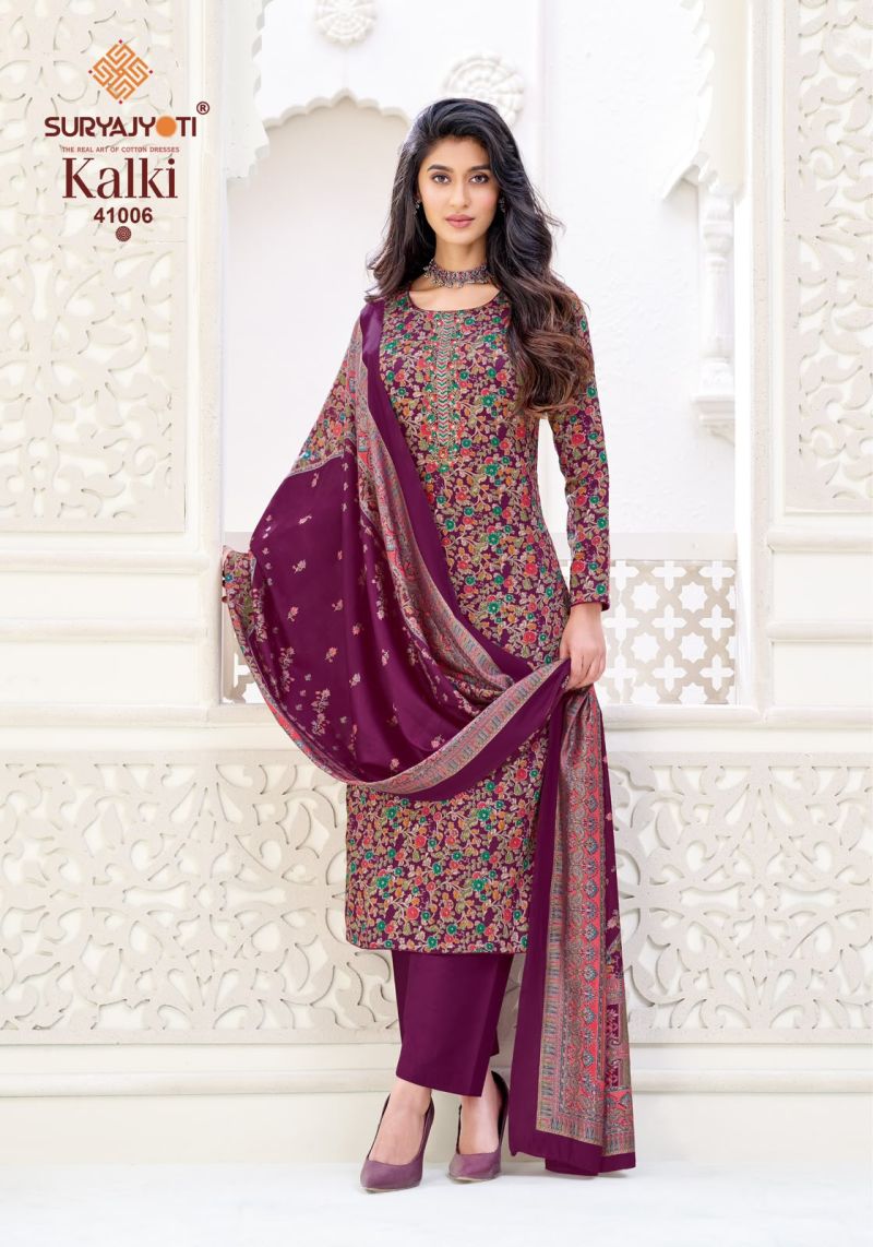 Suryajyoti Kalki Vol 41 Jam Satin Printed Dress Material Catalog