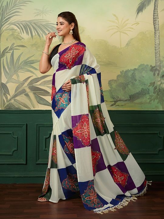 Maahi 232 Georgette Silk Digital Printed Party Wear Saree — Organza Saree wholesale from Surat — view 6