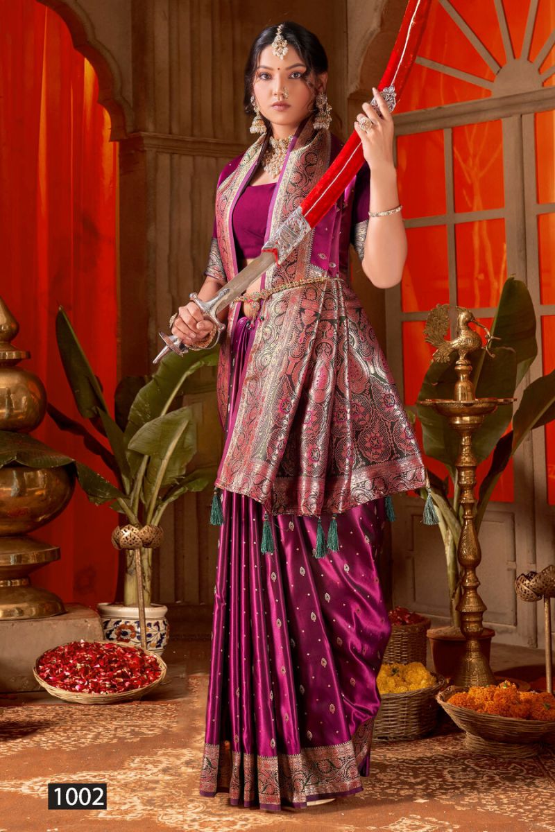 Saroj Princess Satin Vol 1 Satin Silk Saree — Organza Saree wholesale from Surat — view 3