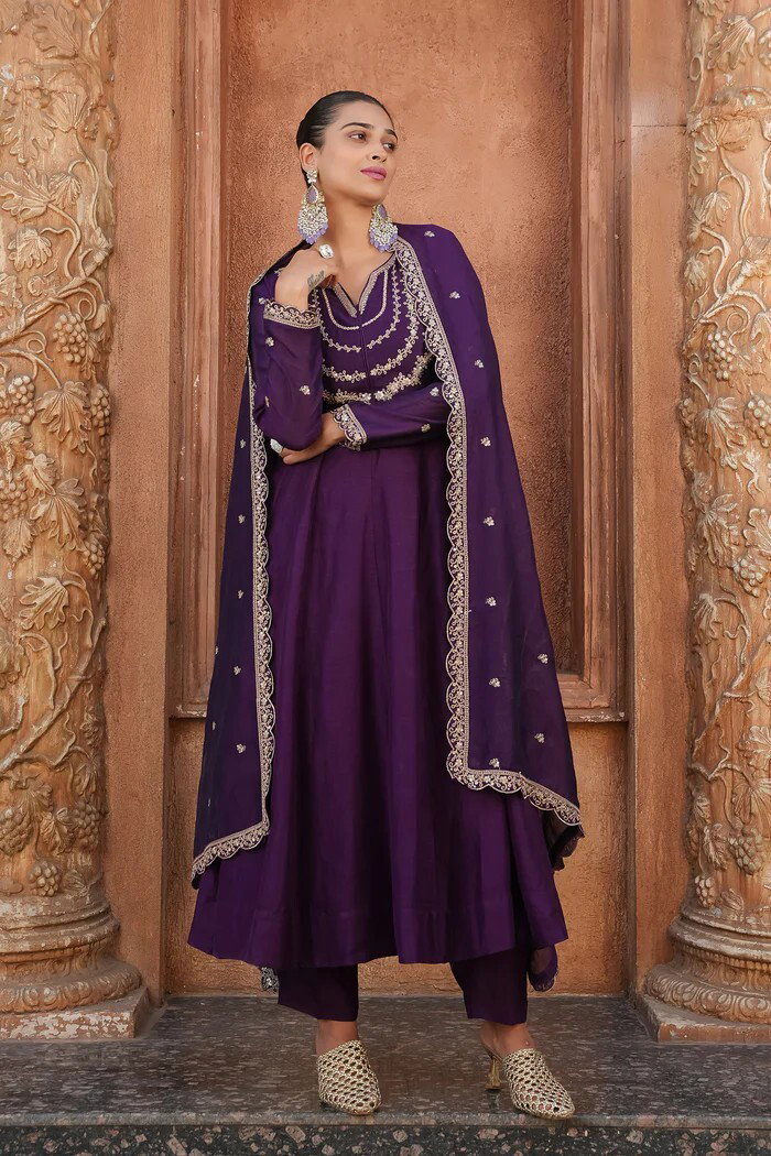 Navya Kurti 292 Silk Blend Anarkali Kurti With Bottom Dupatta Set — Wholesale Kurtis wholesale from Surat — view 3