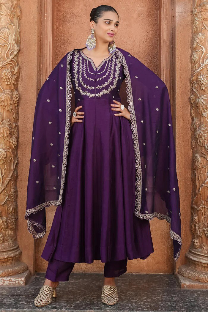 Navya Kurti 292 Silk Blend Anarkali Kurti With Bottom Dupatta Set — Wholesale Kurtis wholesale from Surat — view 4