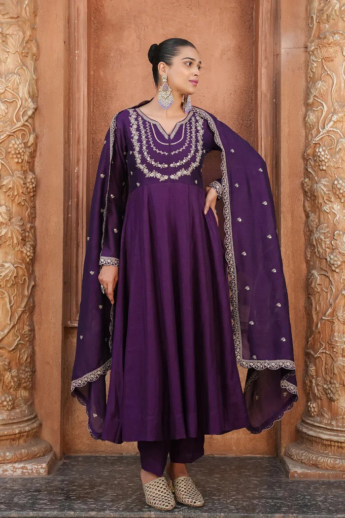 Navya Kurti 292 Silk Blend Anarkali Kurti With Bottom Dupatta Set — Wholesale Kurtis wholesale from Surat — view 2