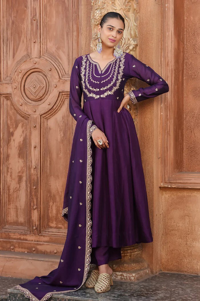 Navya Kurti 292 Silk Blend Anarkali Kurti With Bottom Dupatta Set
