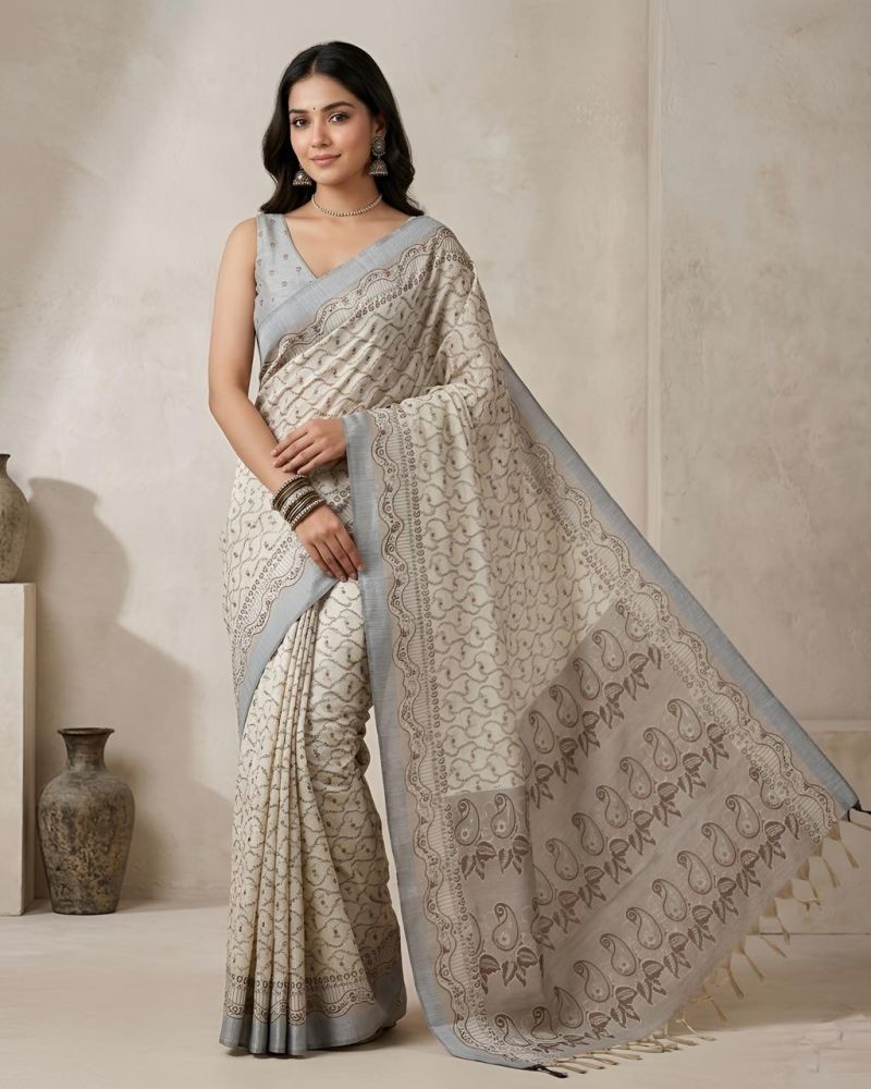 Mv Vis 16 Cotton Silk Paisley Printed Sarees Catalog