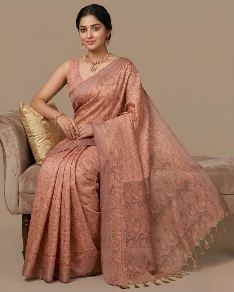 Mv Vis 16 Cotton Silk Paisley Printed Sarees Catalog — Organza Saree wholesale from Surat — view 7