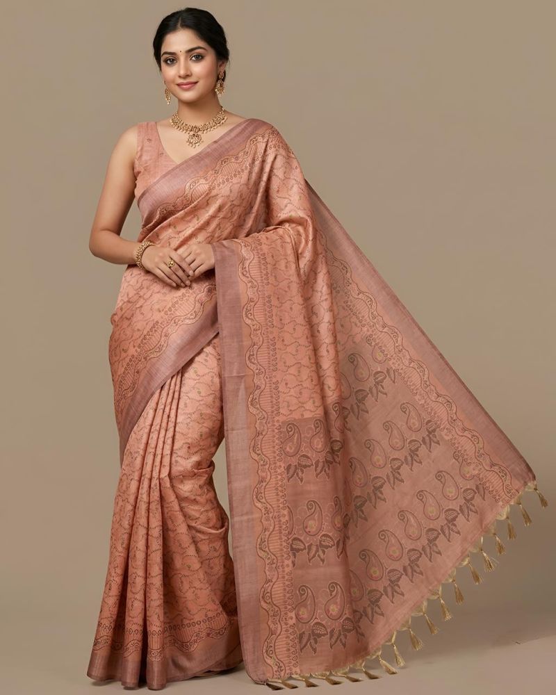 Mv Vis 16 Cotton Silk Paisley Printed Sarees Catalog — Organza Saree wholesale from Surat — view 8