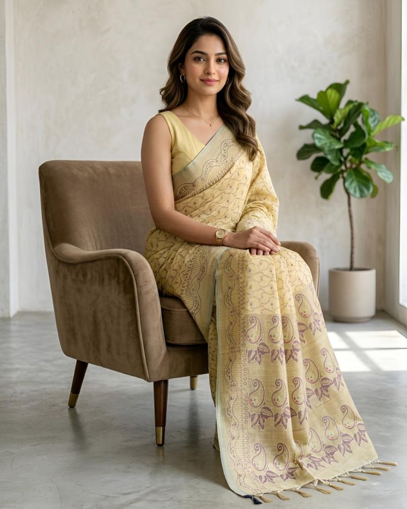 Mv Vis 16 Cotton Silk Paisley Printed Sarees Catalog — Organza Saree wholesale from Surat — view 11