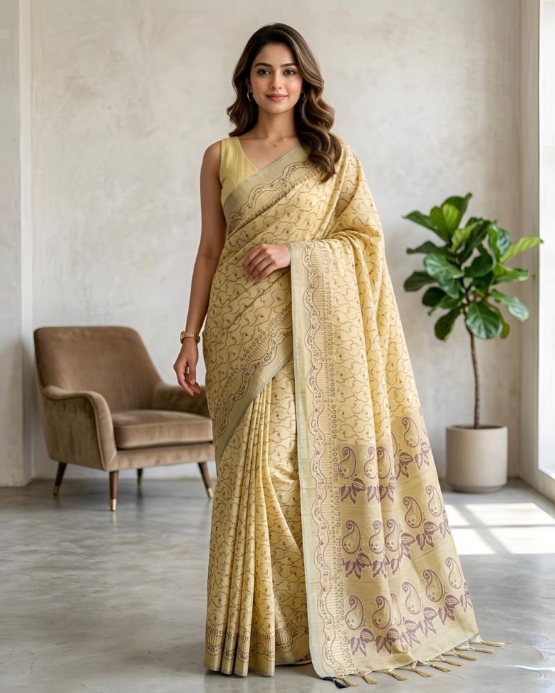 Mv Vis 16 Cotton Silk Paisley Printed Sarees Catalog — Organza Saree wholesale from Surat — view 12