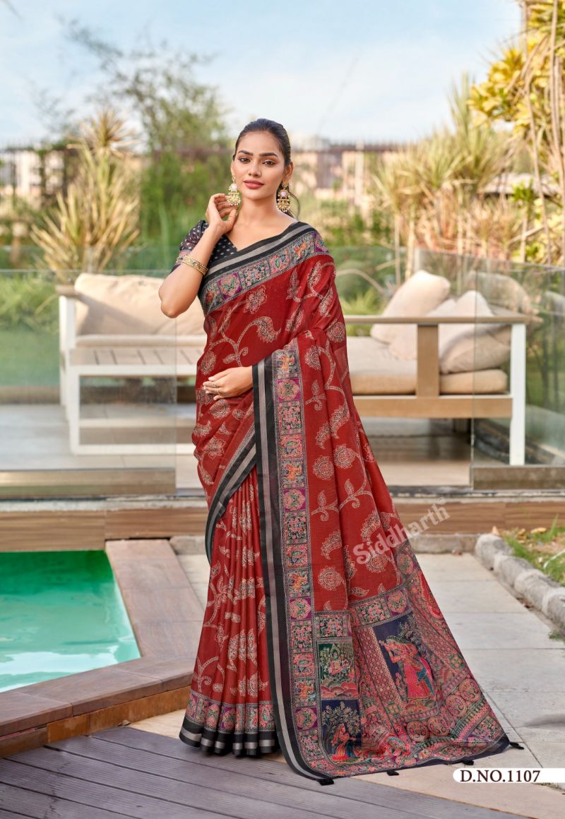Siddharth Utsav Prints Cotton Printed Saree Catalog — Organza Saree wholesale from Surat — view 5