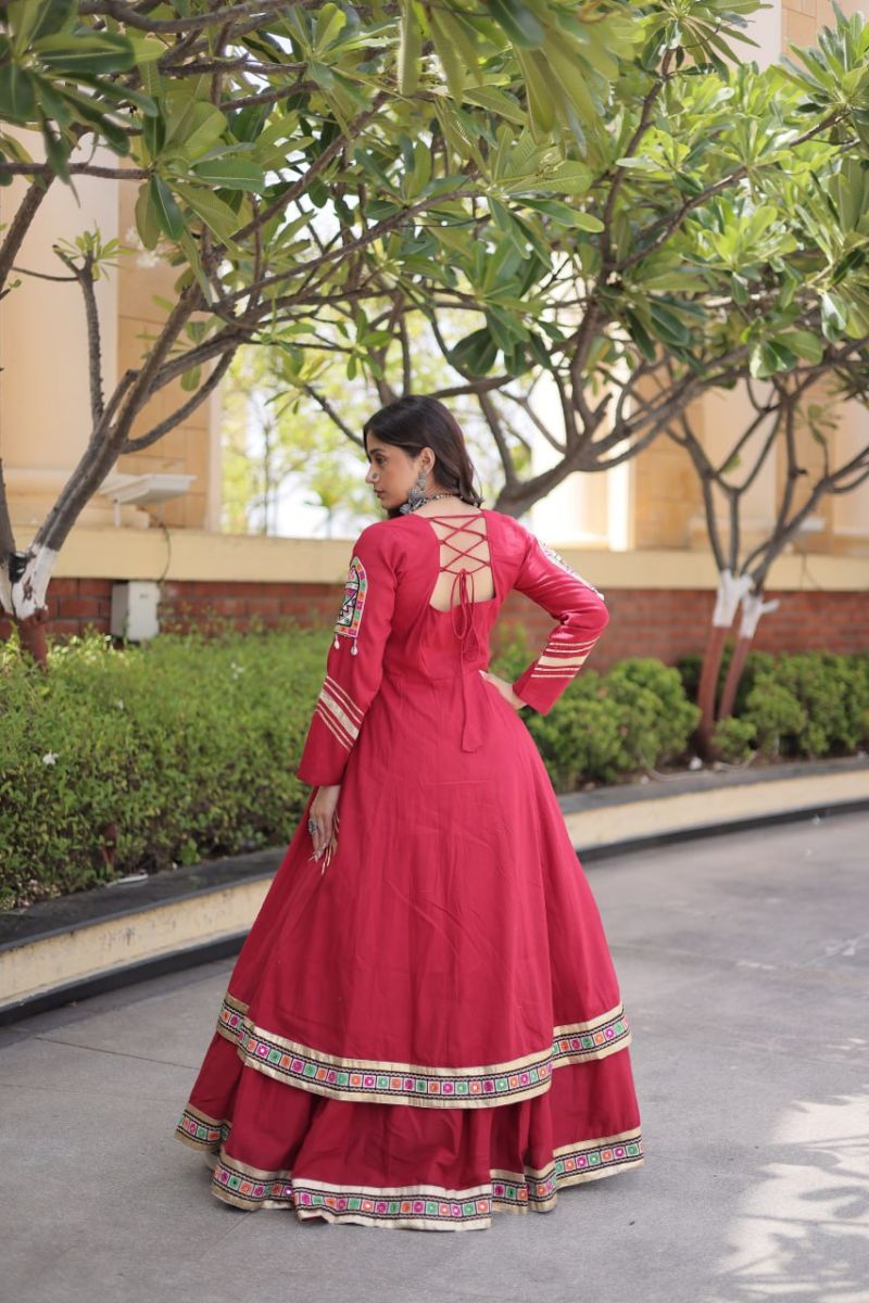 Lw 7178 Kora Cotton Real Mirror Work Navratri Lehenga Choli Collection — Lehenga wholesale from Surat - Gallery Image 5