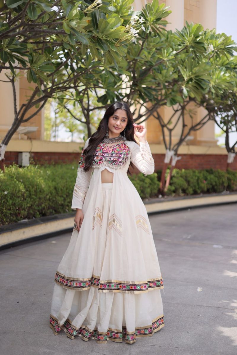 Lw 7178 Kora Cotton Real Mirror Work Navratri Lehenga Choli Collection — Lehenga wholesale from Surat - Gallery Image 13