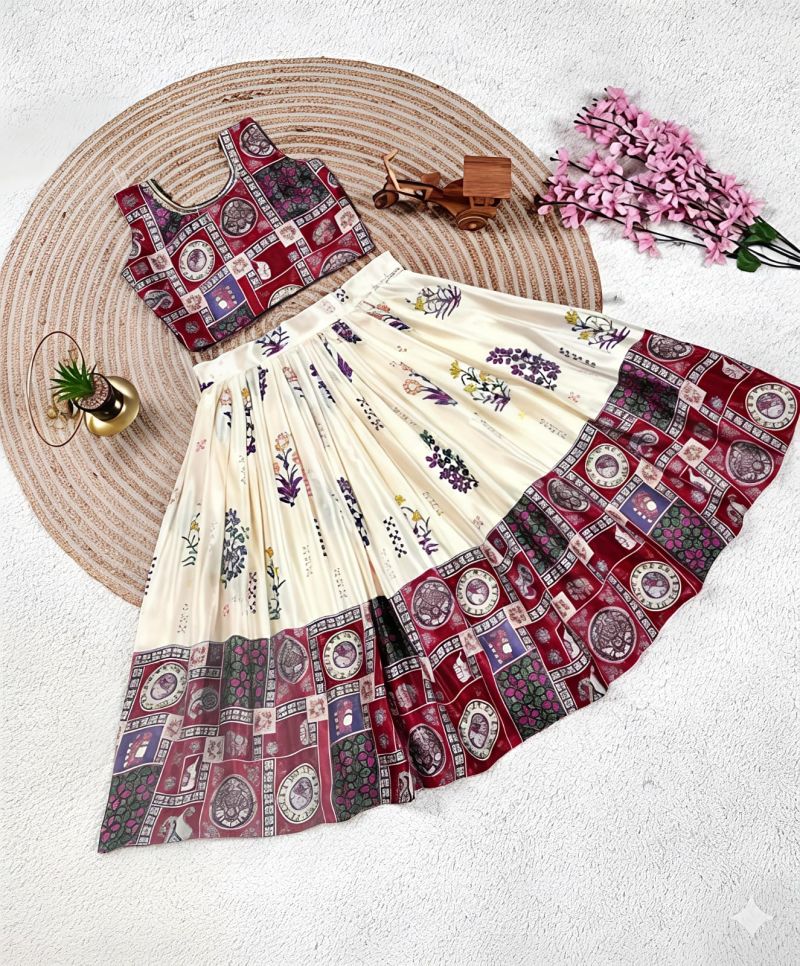 St D No 168 Twill With Digital Printed Kids Lehenga Choli — Kid's Wear wholesale from Surat - Gallery Image 3