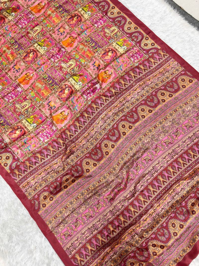 St D No 178 Soft Chinon Silk Pichwai Printed Saree Catalog — Organza Saree wholesale from Surat - Gallery Image 4