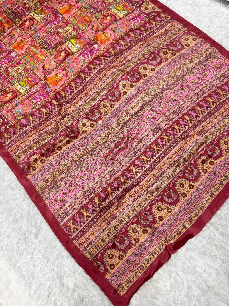 St D No 178 Soft Chinon Silk Pichwai Printed Saree Catalog — Organza Saree wholesale from Surat — view 6