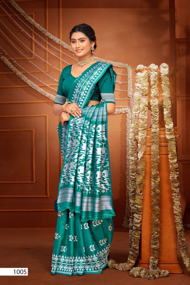 Saroj Bangla Silk Vol 3 Silk Meena Worked Saree Catalog — Organza Saree wholesale from Surat - Gallery Image 2