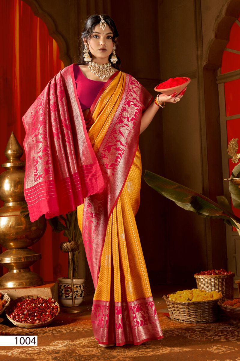 Saroj Rangvastra Silk Vol 3 Lichi Silk Saree Collection — Organza Saree wholesale from Surat - Gallery Image 4