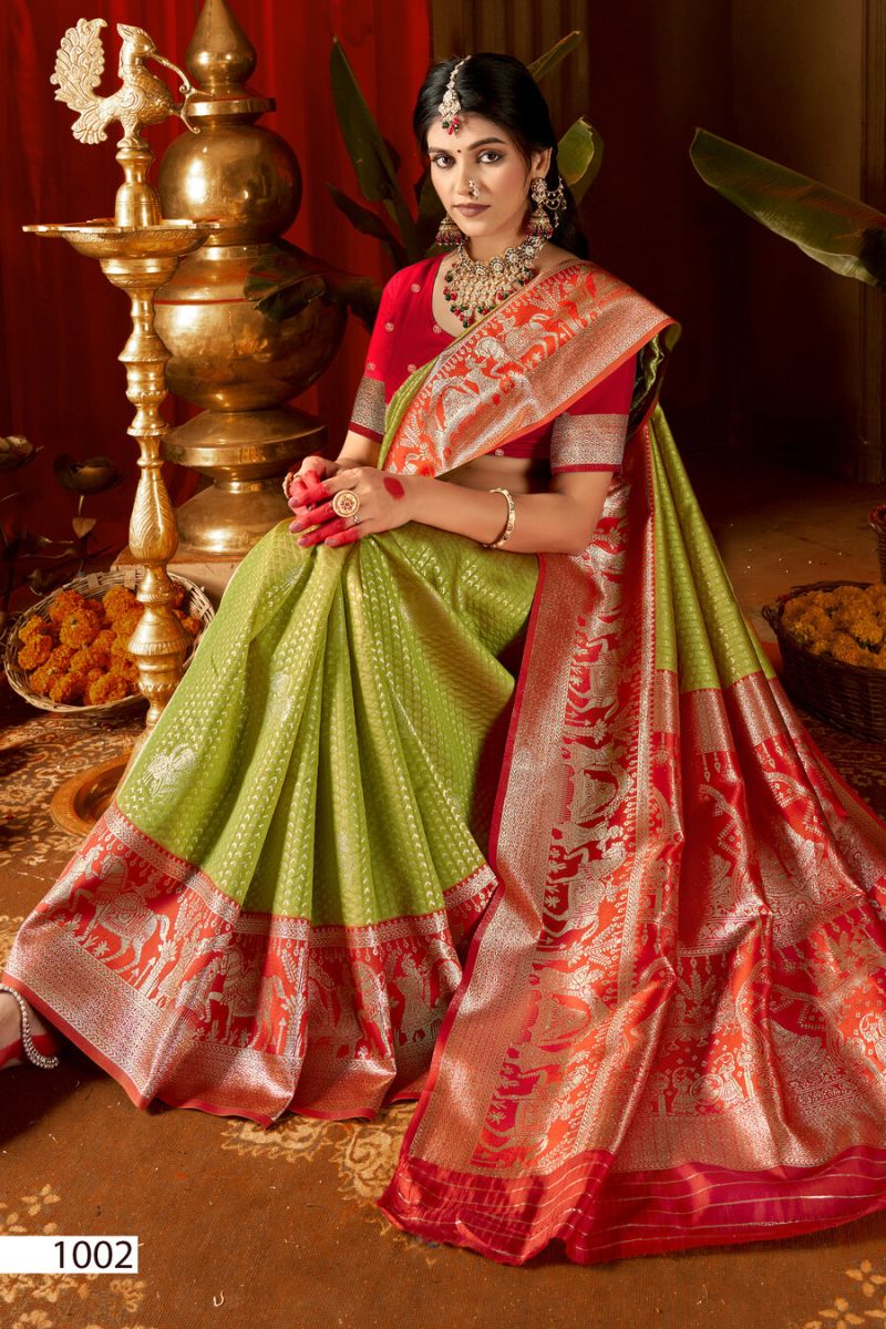 Saroj Rangvastra Silk Vol 3 Lichi Silk Saree Collection — Organza Saree wholesale from Surat - Gallery Image 5