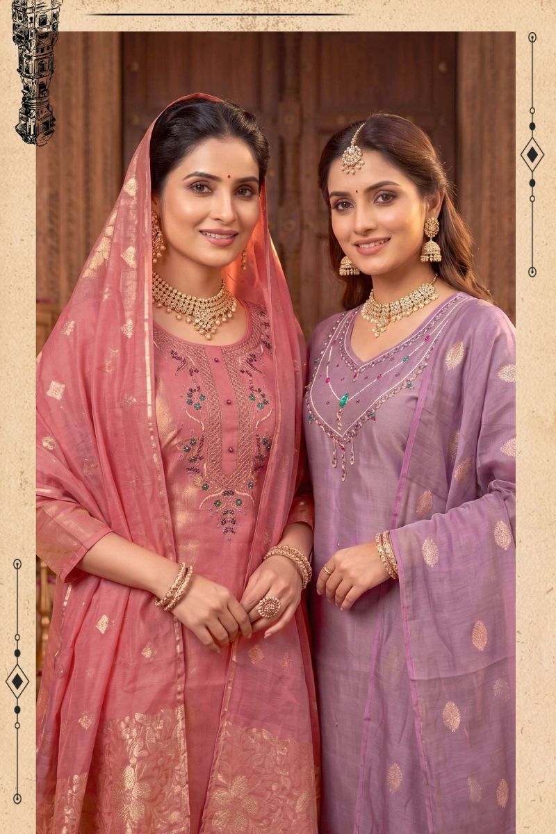 Maharani Vol 2 Shimmer Roman Silk Handworked Kurti Set — Wholesale Kurtis, Vardan Ethnic wholesale from Surat - Gallery Image 2