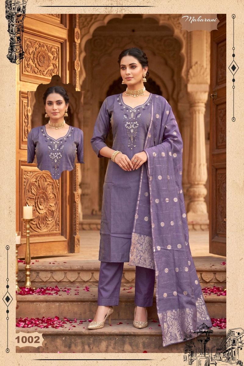 Maharani Vol 2 Shimmer Roman Silk Handworked Kurti Set — Wholesale Kurtis, Vardan Ethnic wholesale from Surat - Gallery Image 4