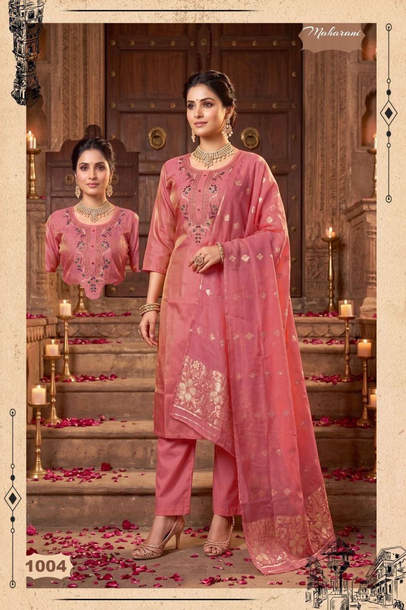 Maharani Vol 2 Shimmer Roman Silk Handworked Kurti Set — Wholesale Kurtis, Vardan Ethnic wholesale from Surat - Gallery Image 6