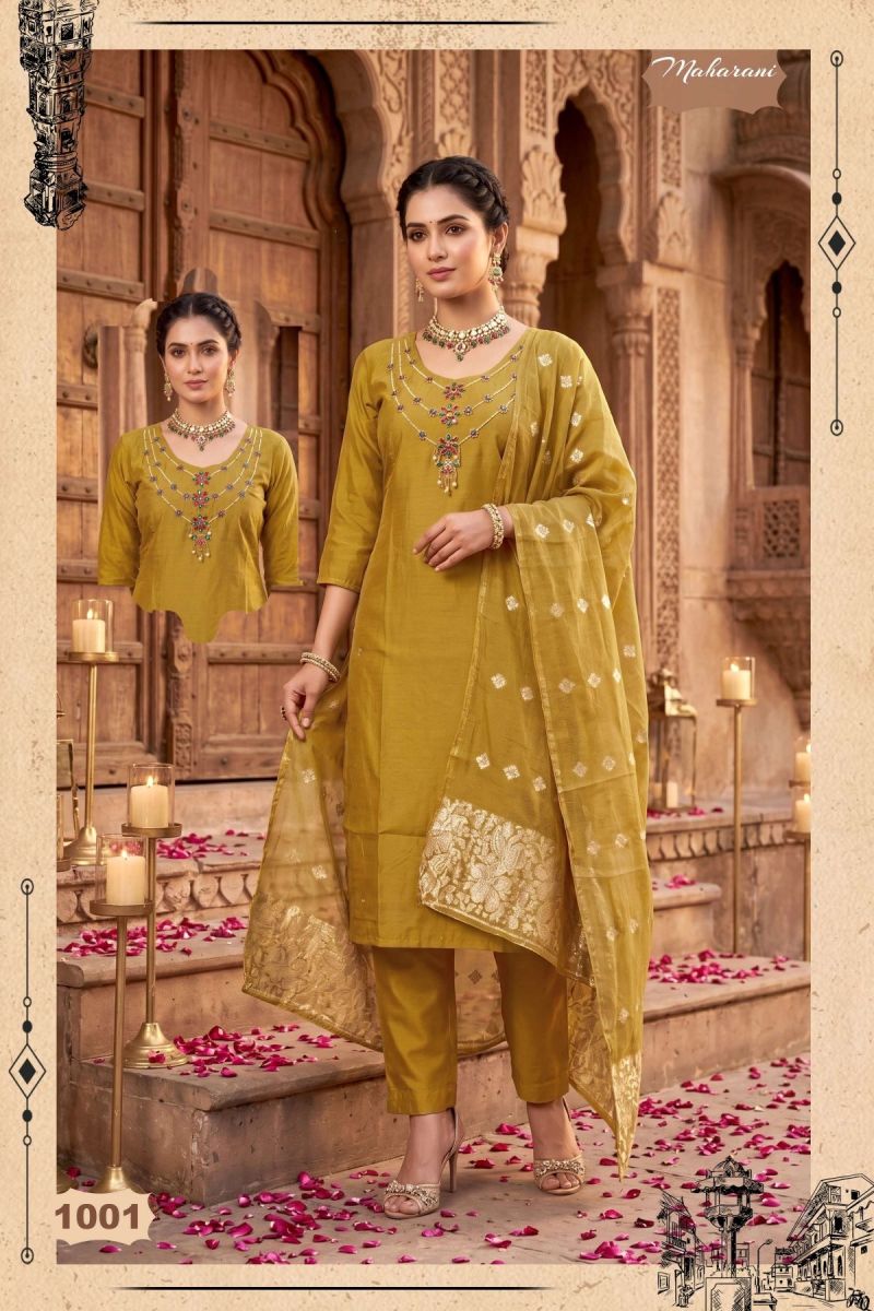 Maharani Vol 2 Shimmer Roman Silk Handworked Kurti Set — Wholesale Kurtis, Vardan Ethnic wholesale from Surat - Gallery Image 7