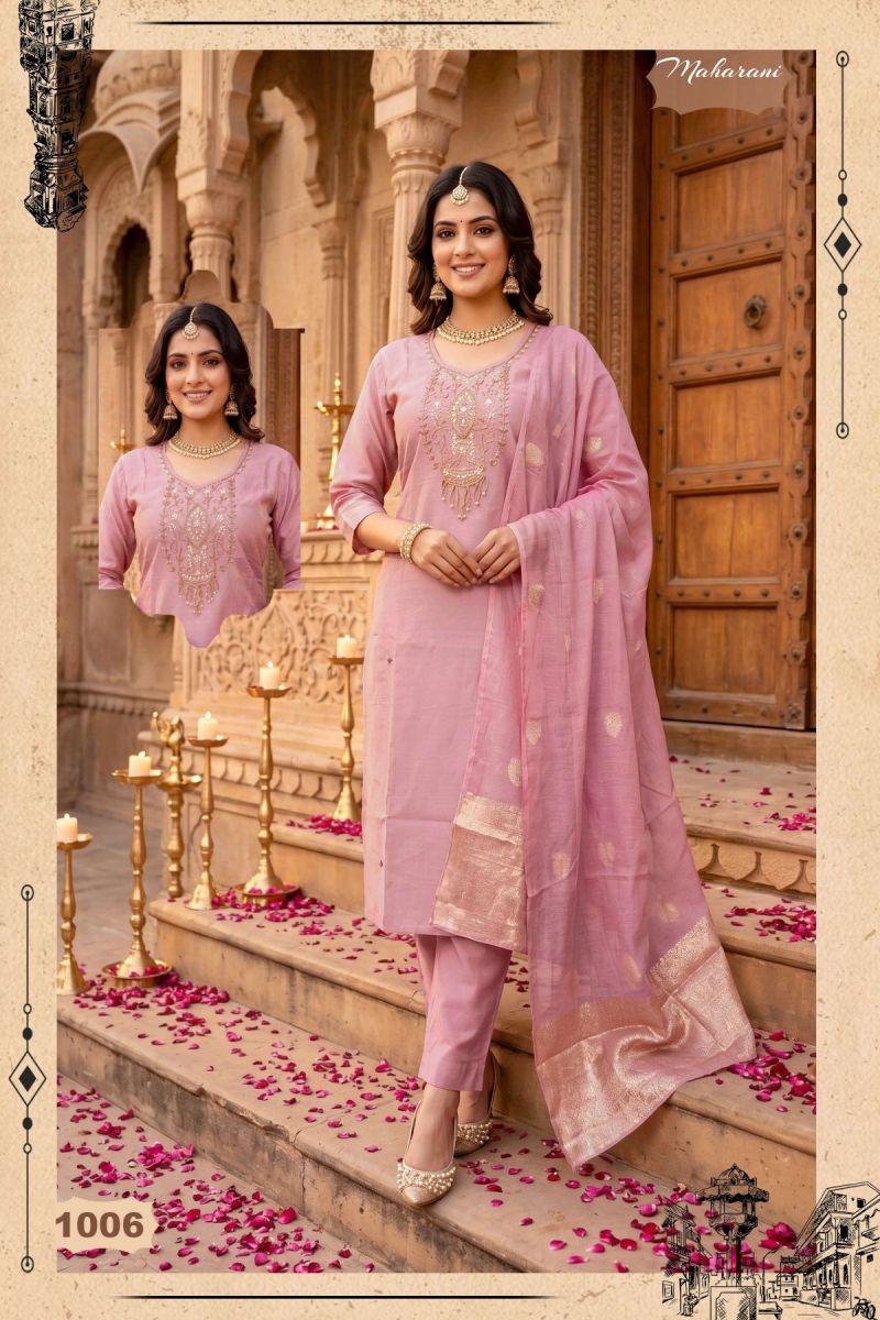 Maharani Vol 2 Shimmer Roman Silk Handworked Kurti Set — Wholesale Kurtis, Vardan Ethnic wholesale from Surat - Gallery Image 8