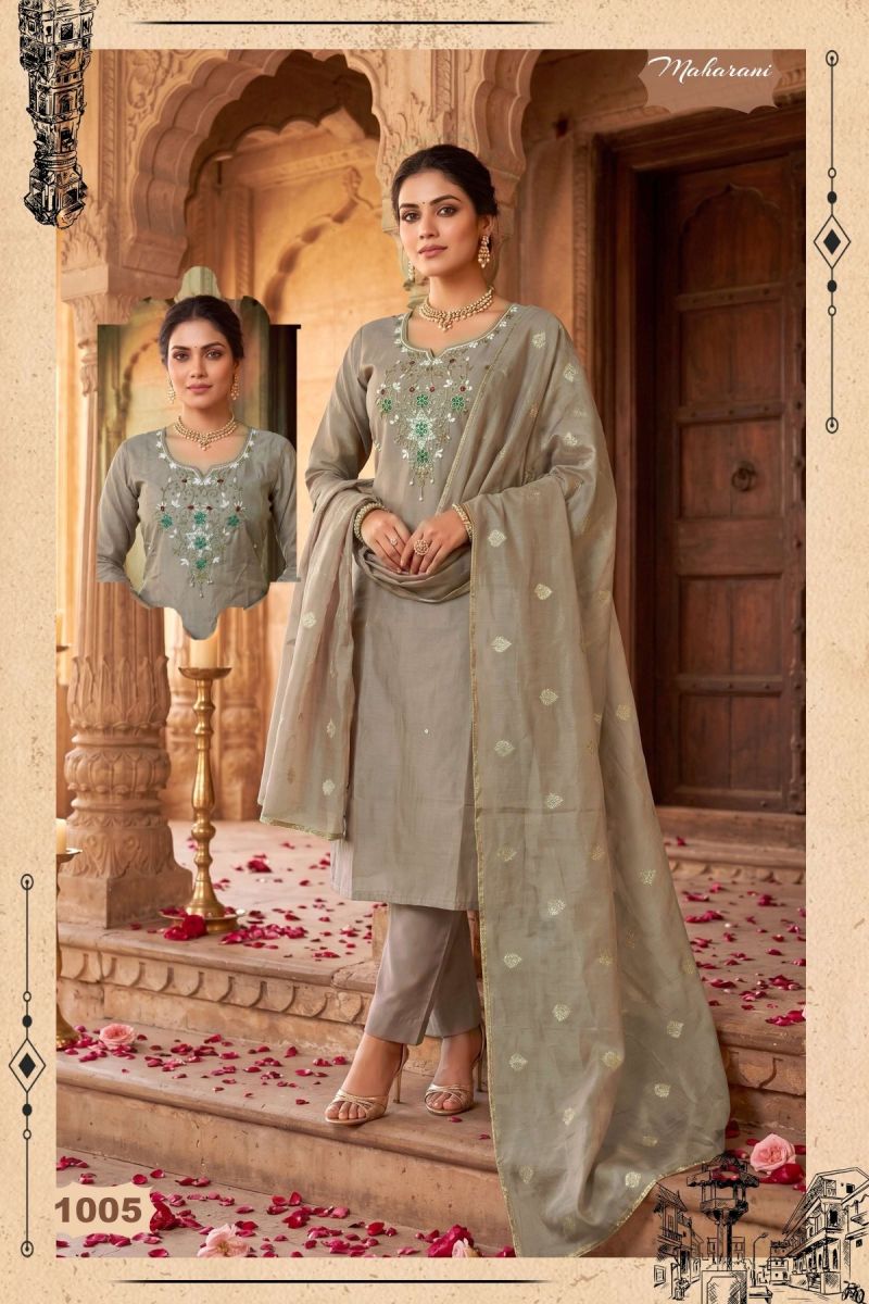 Maharani Vol 2 Shimmer Roman Silk Handworked Kurti Set — Wholesale Kurtis, Vardan Ethnic wholesale from Surat - Gallery Image 9
