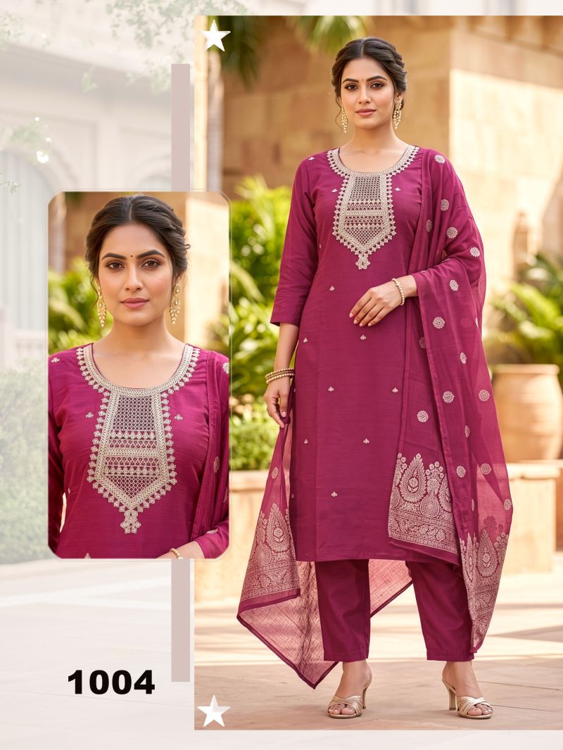 Pritee 1 Roman Silk With Dori Worked Kurti With Bottom Dupatta Set — Wholesale Kurtis, Vardan Ethnic wholesale from Surat - Gallery Image 6