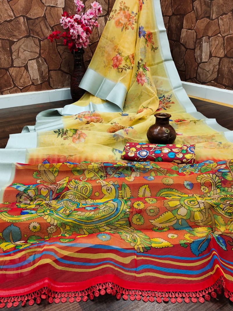 White Lion Organza Digital Printed Saree Catalog — Organza Saree wholesale from Surat — view 5