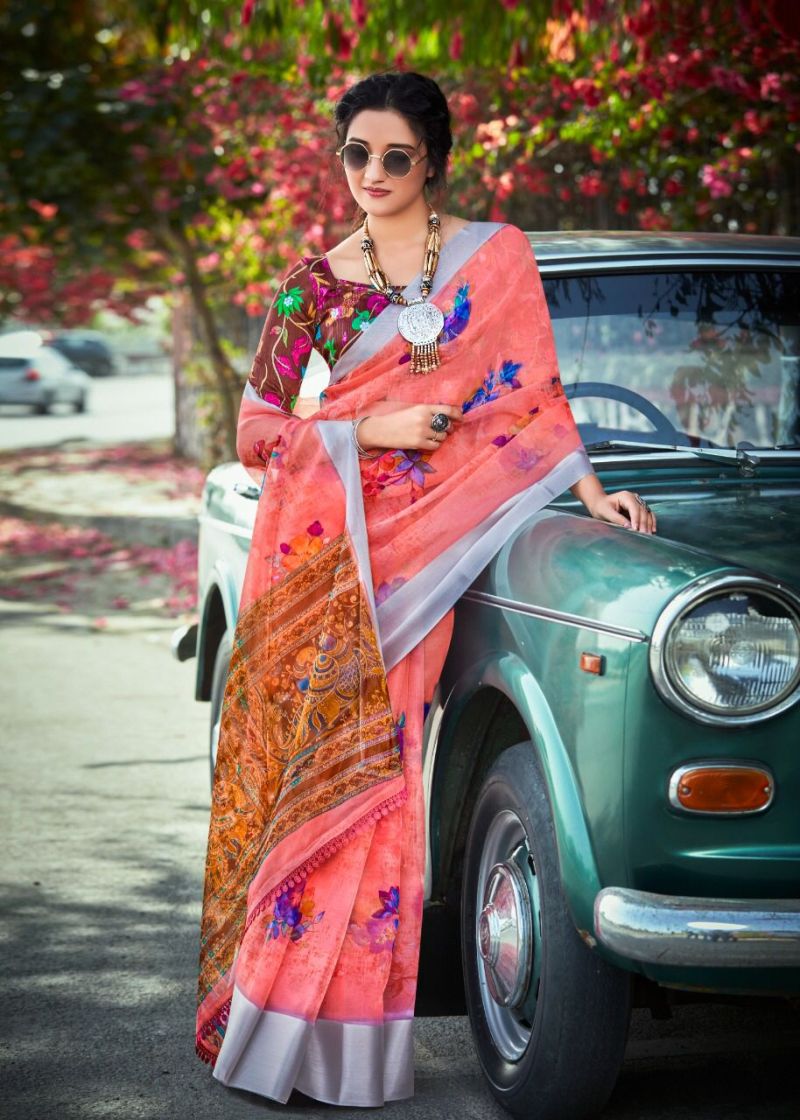 White Lion Organza Digital Printed Saree Catalog