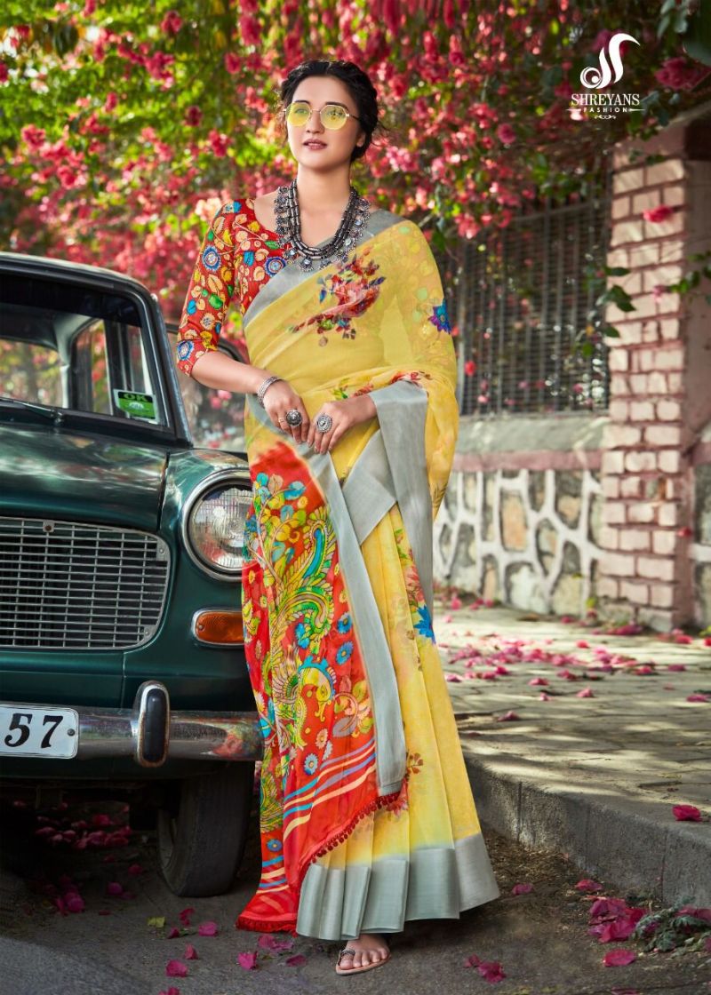 White Lion Organza Digital Printed Saree Catalog — Organza Saree wholesale from Surat — view 6