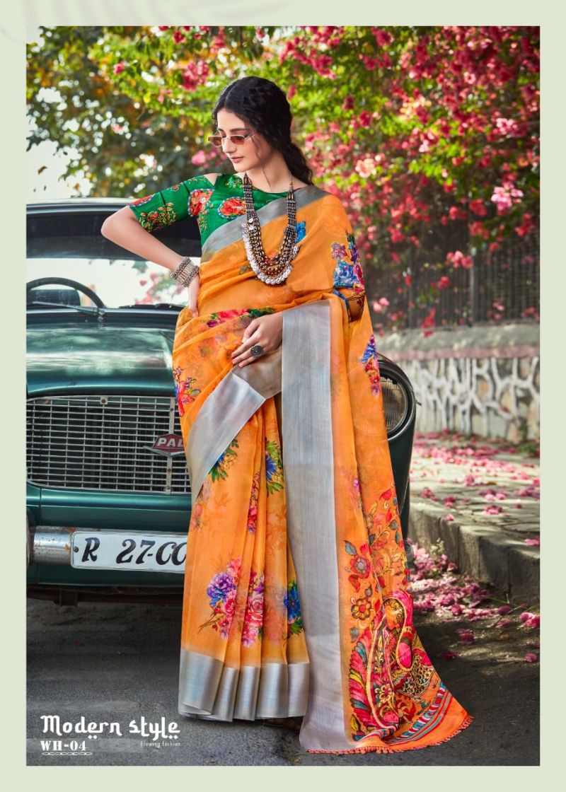 White Lion Organza Digital Printed Saree Catalog — Organza Saree wholesale from Surat — view 2
