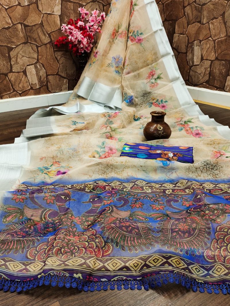 White Lion Organza Digital Printed Saree Catalog — Organza Saree wholesale from Surat — view 7
