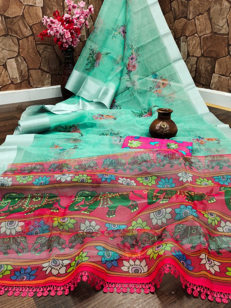 White Lion Organza Digital Printed Saree Catalog — Organza Saree wholesale from Surat — view 9