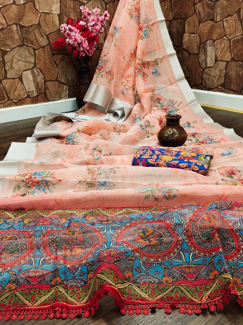 White Lion Organza Digital Printed Saree Catalog — Organza Saree wholesale from Surat — view 10