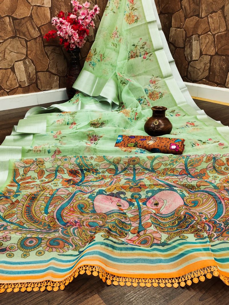 White Lion Organza Digital Printed Saree Catalog — Organza Saree wholesale from Surat — view 11