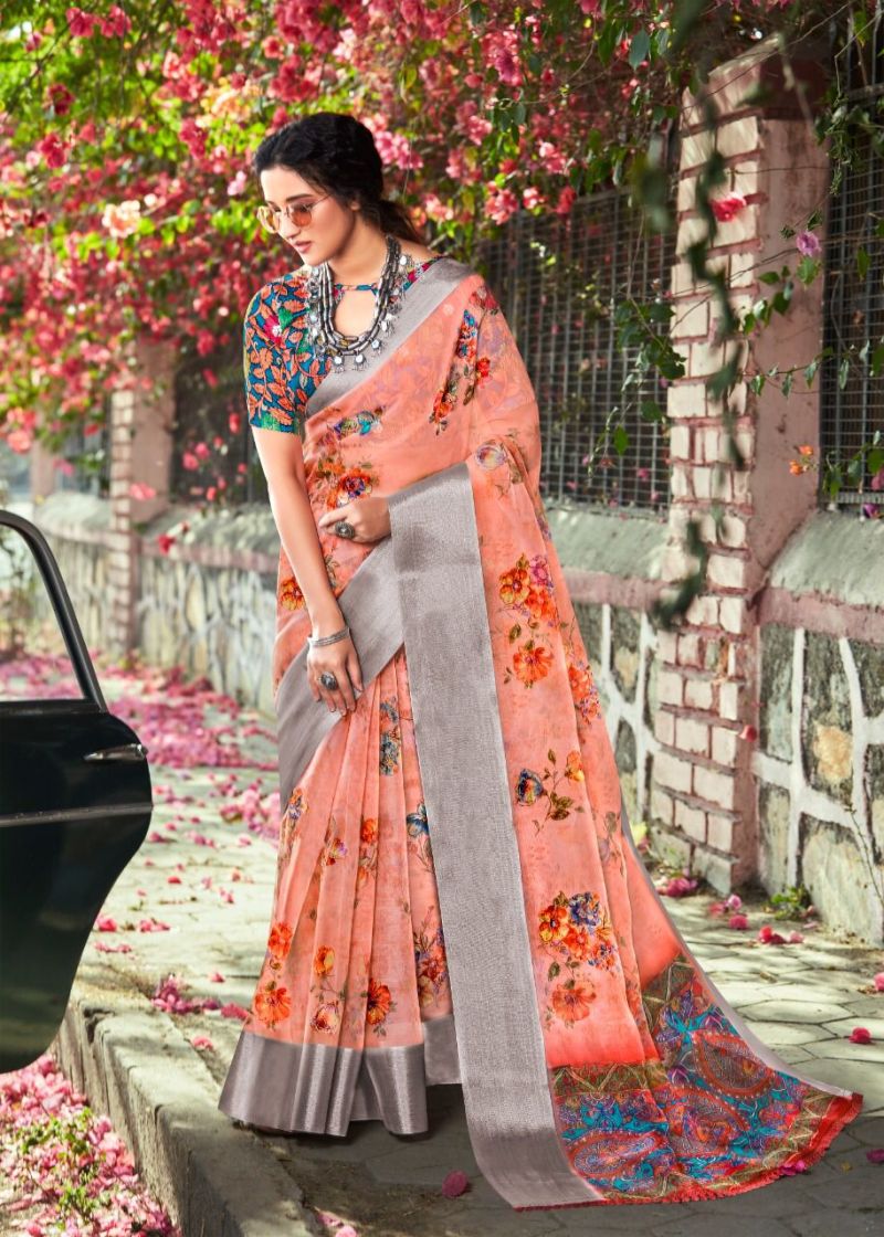 White Lion Organza Digital Printed Saree Catalog — Organza Saree wholesale from Surat — view 13