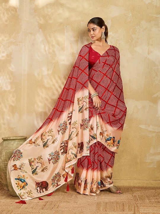 Maahi 236 Chinnon Silk Digital Printed Fancy Saree Catalog — Organza Saree, Vardan Ethnic wholesale from Surat — view 3
