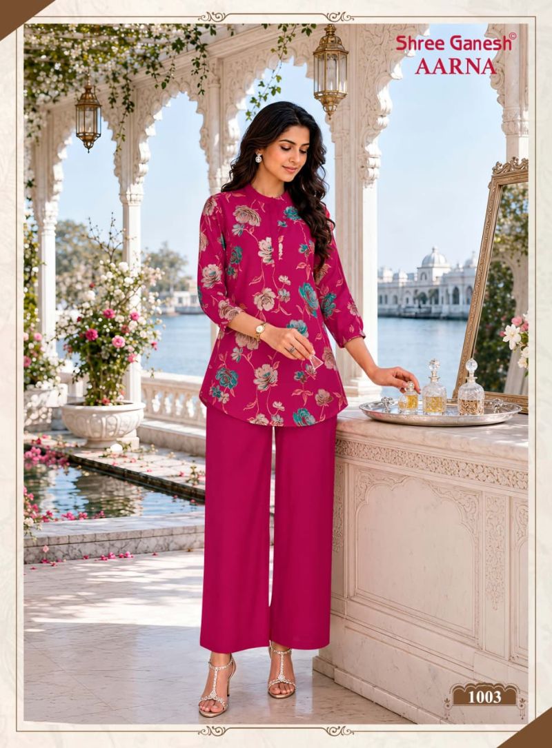 Shree Ganesh Aarna Vol 1 Vertican Discharge Printed Co Ord Set — Wholesale Kurti Pant Set, Shree Ganesh wholesale from Surat — Photo 2