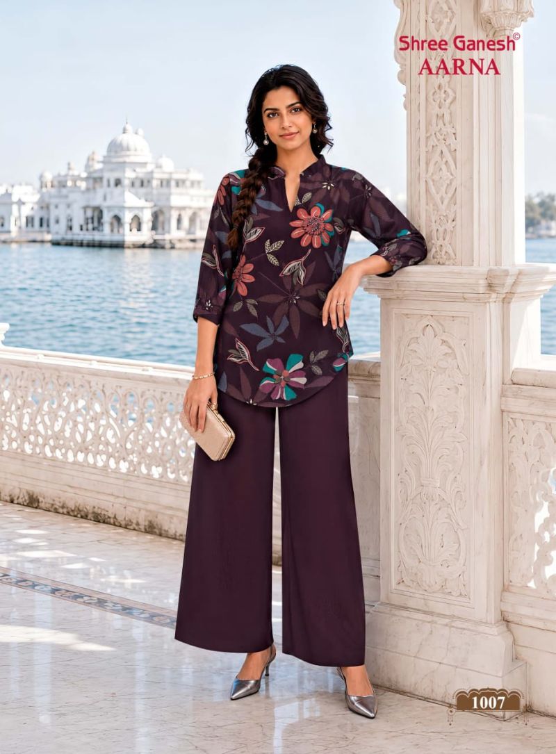 Shree Ganesh Aarna Vol 1 Vertican Discharge Printed Co Ord Set — Wholesale Kurti Pant Set, Shree Ganesh wholesale from Surat — Photo 6