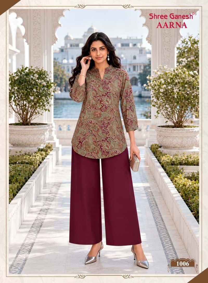 Shree Ganesh Aarna Vol 1 Vertican Discharge Printed Co Ord Set — Wholesale Kurti Pant Set, Shree Ganesh wholesale from Surat — Photo 7